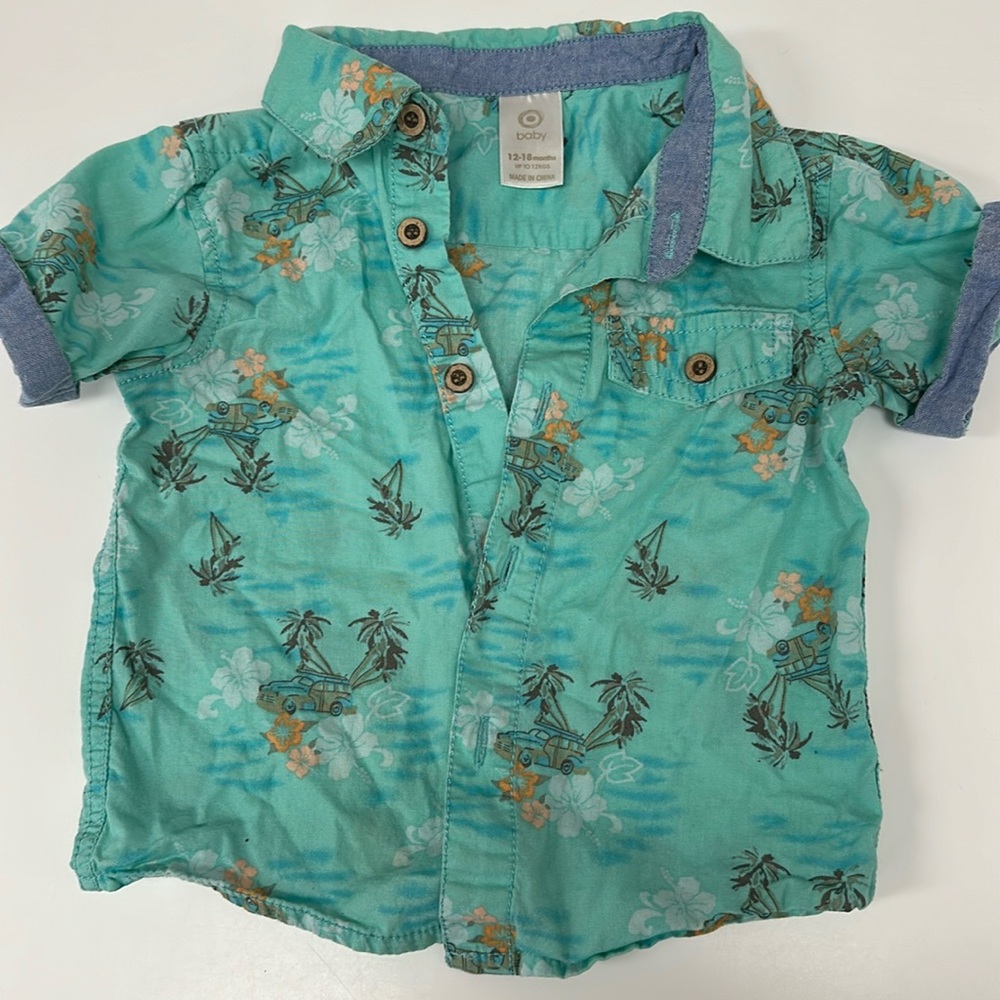 Baby Hawaiian cotton button up shirt 12-18m